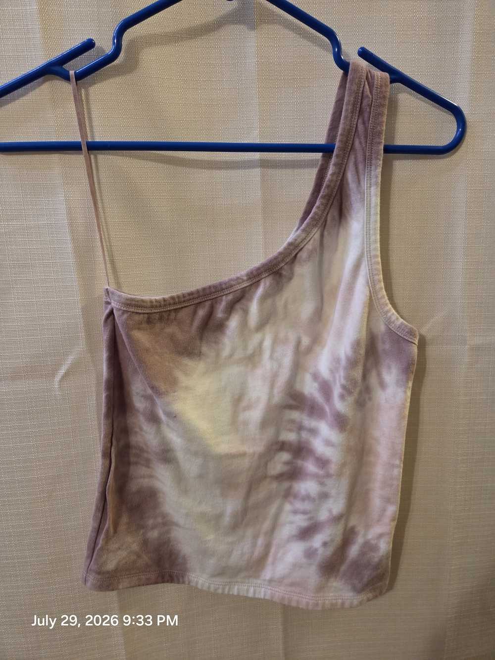 American Eagle Mauve and Cream One-Shoulder Tank